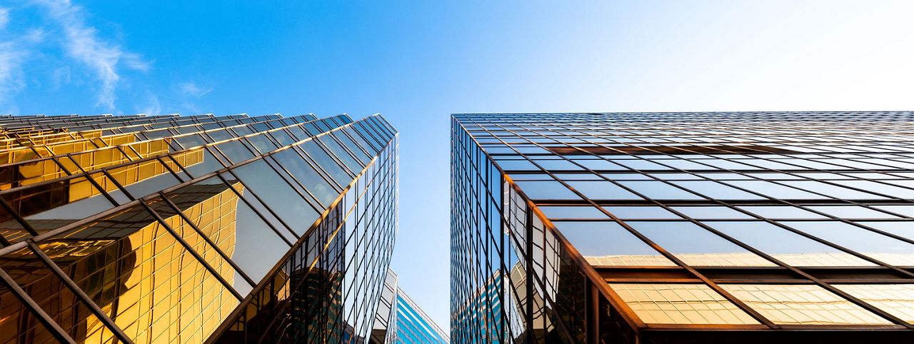 Skyscrapers and a clear blue sky