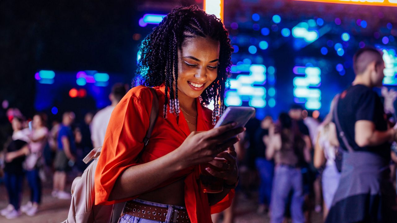 A woman using the smartphone