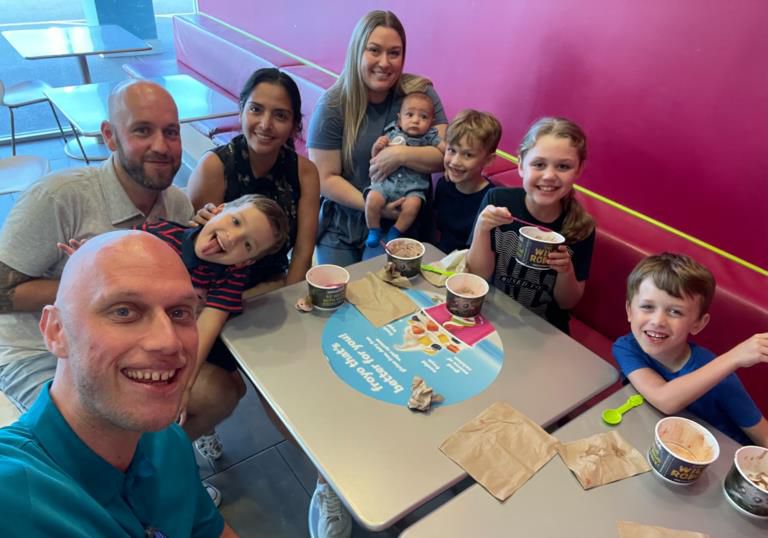 Lee and Craig together with their families in the US