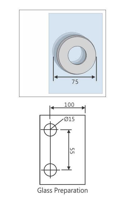 Image: Enox Glass Sliding Door Handle EHSL-003 – satin stainless steel for 10-12 mm glass