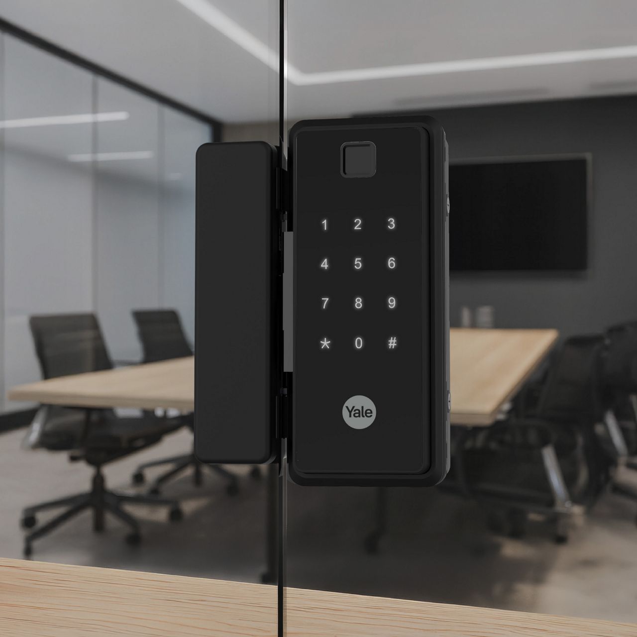 Image: Yale Reflecta smart glass lock installation