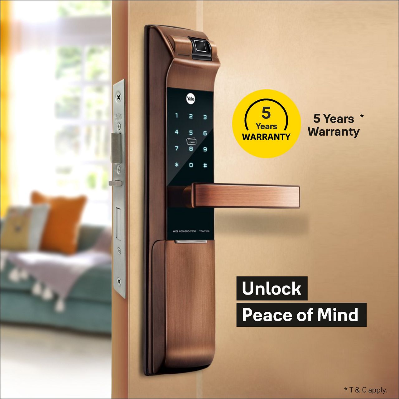 Image: YDM7116A comes in three elegant colours – Matt Black, Champagne Gold and Red Bronze along with an advanced fingerprint scanner as well as a keypad. 