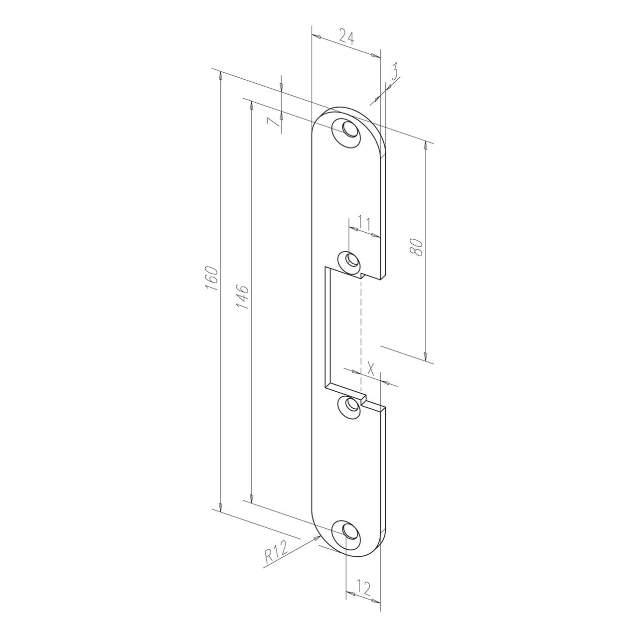Image: Frontale 121 disegno con quote
