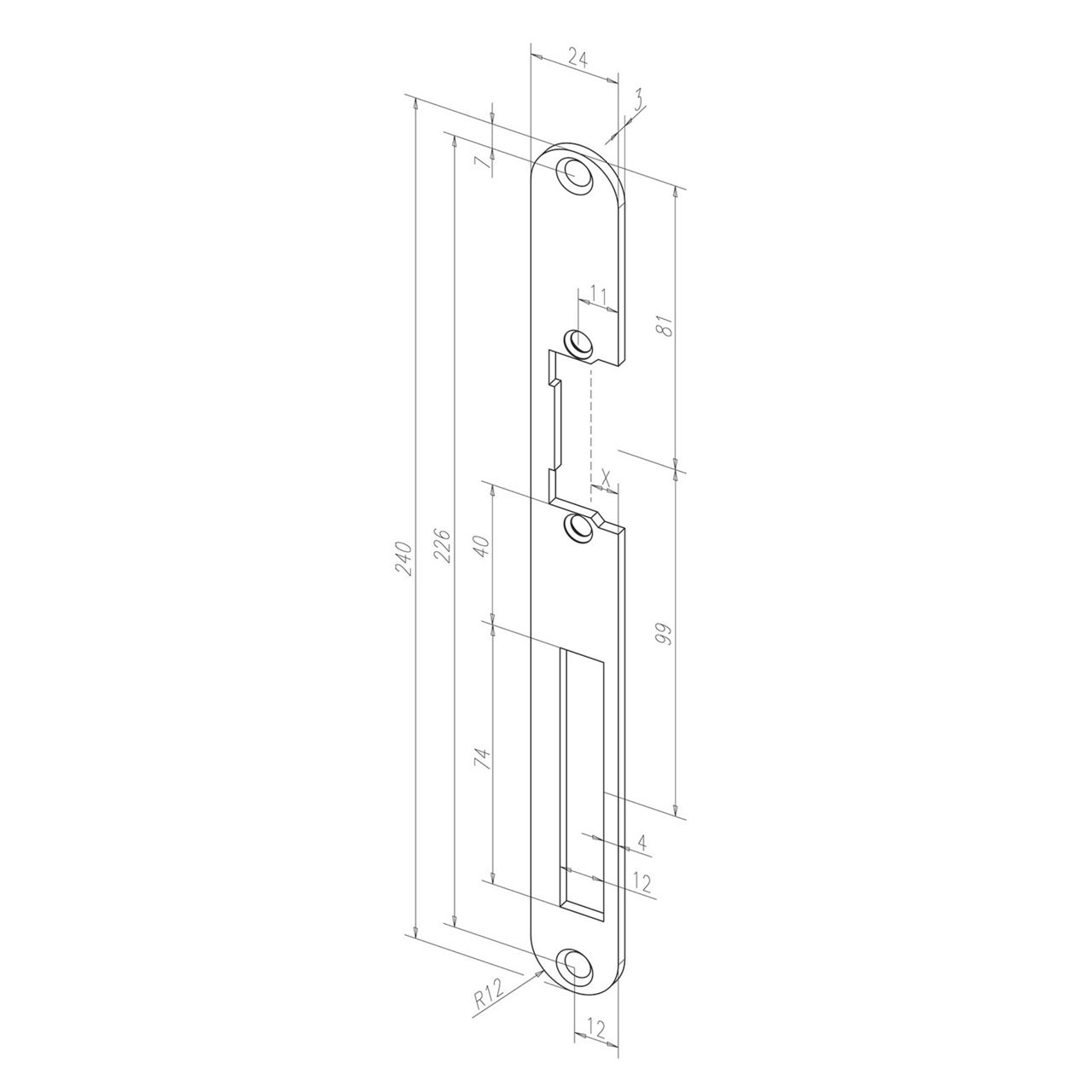 Image: Frontale 174 disegno con quote