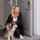 Yale Doorman L3S  on door where woman is kneeling next to her dog.