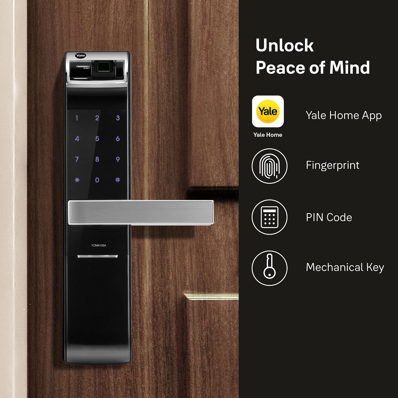 YDM4109A comes with a voice guide feature that provides the status of the lock and details on how to personalise each feature and mode to suit the convenience of the user