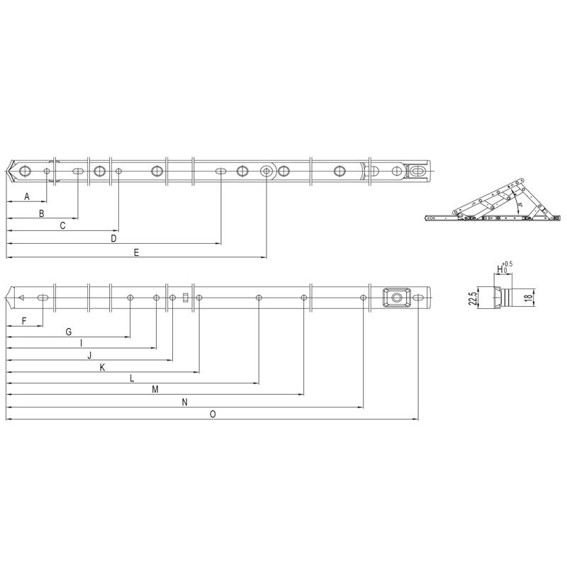Image: 22mm Heavy Duty Double Pivots Friction Hinge for Top-Hung Window (7 arms) Picture 1