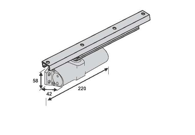 Image: Enox TS-880 SHO overhead door closer with slide arm – silver finish