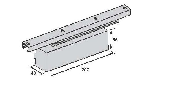 Image: Enox TS-980 SHO Overhead Door Closer – silver glass clamp version