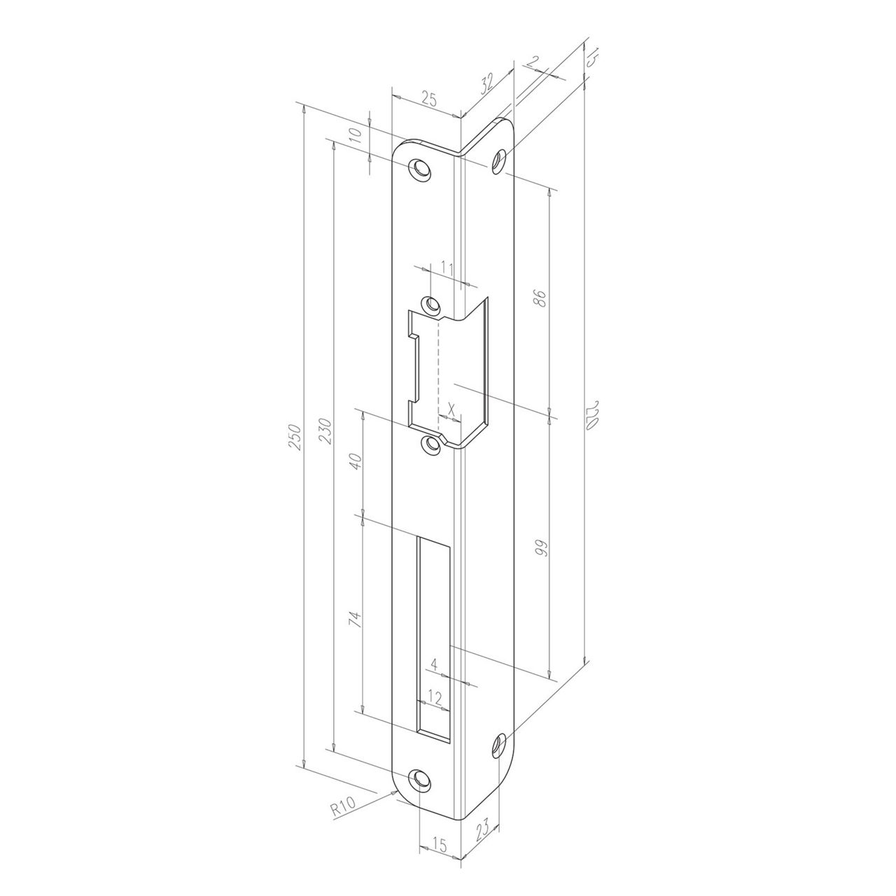 Image: Frontale 324 disegno con quote
