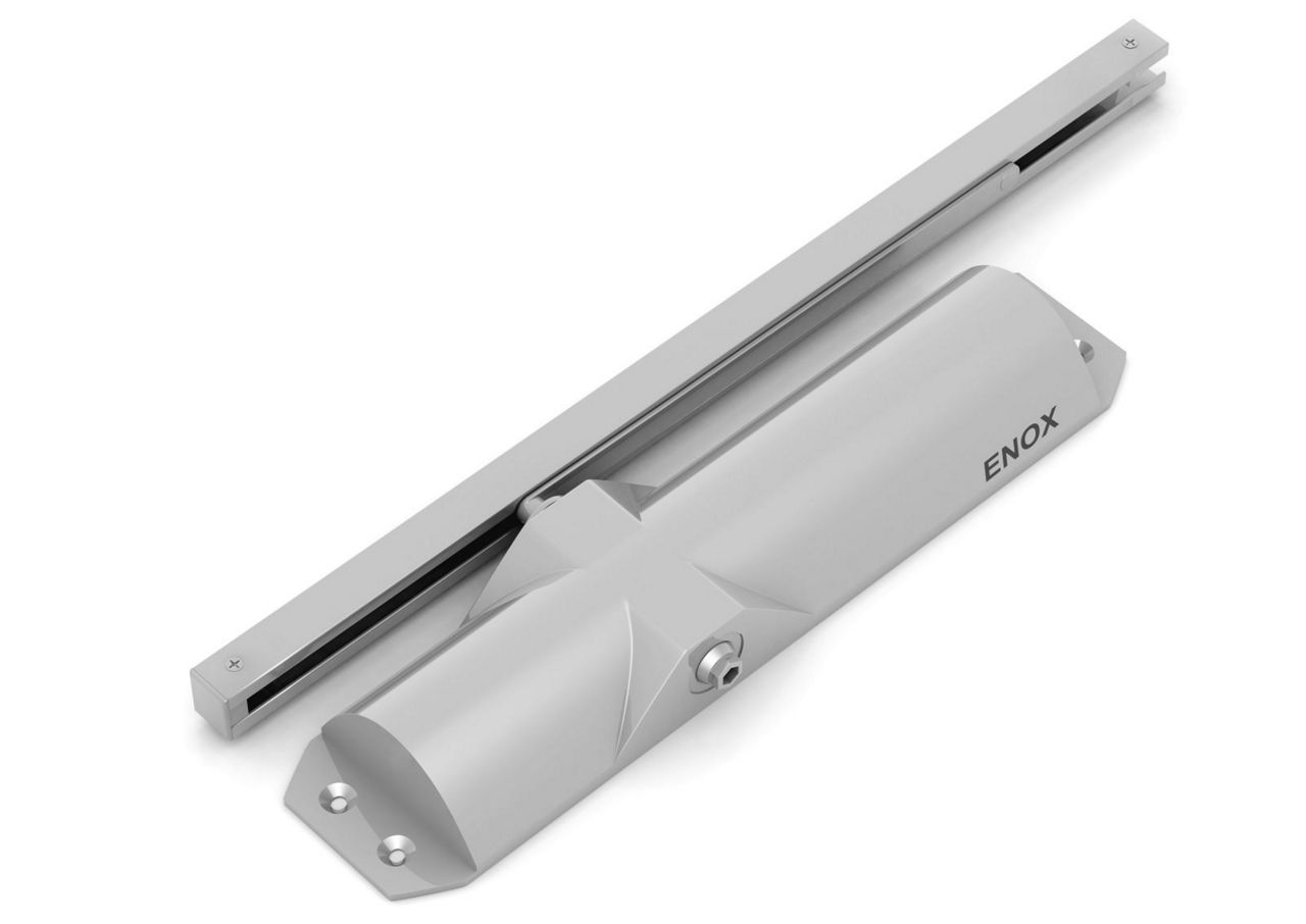 Enox TS-880 SHO overhead door closer with slide arm – silver finish