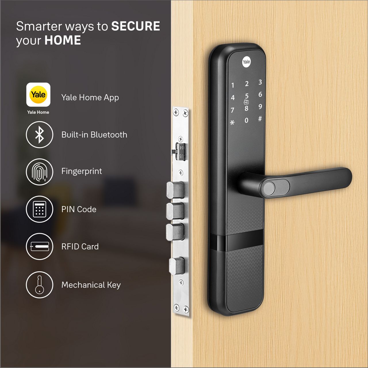 Yale Zuri is more than just a smart lock—it’s peace of mind, redefined. Designed with built-in Bluetooth, it seamlessly connects to the Yale Home App, giving you complete control over your door, no matter where you are.