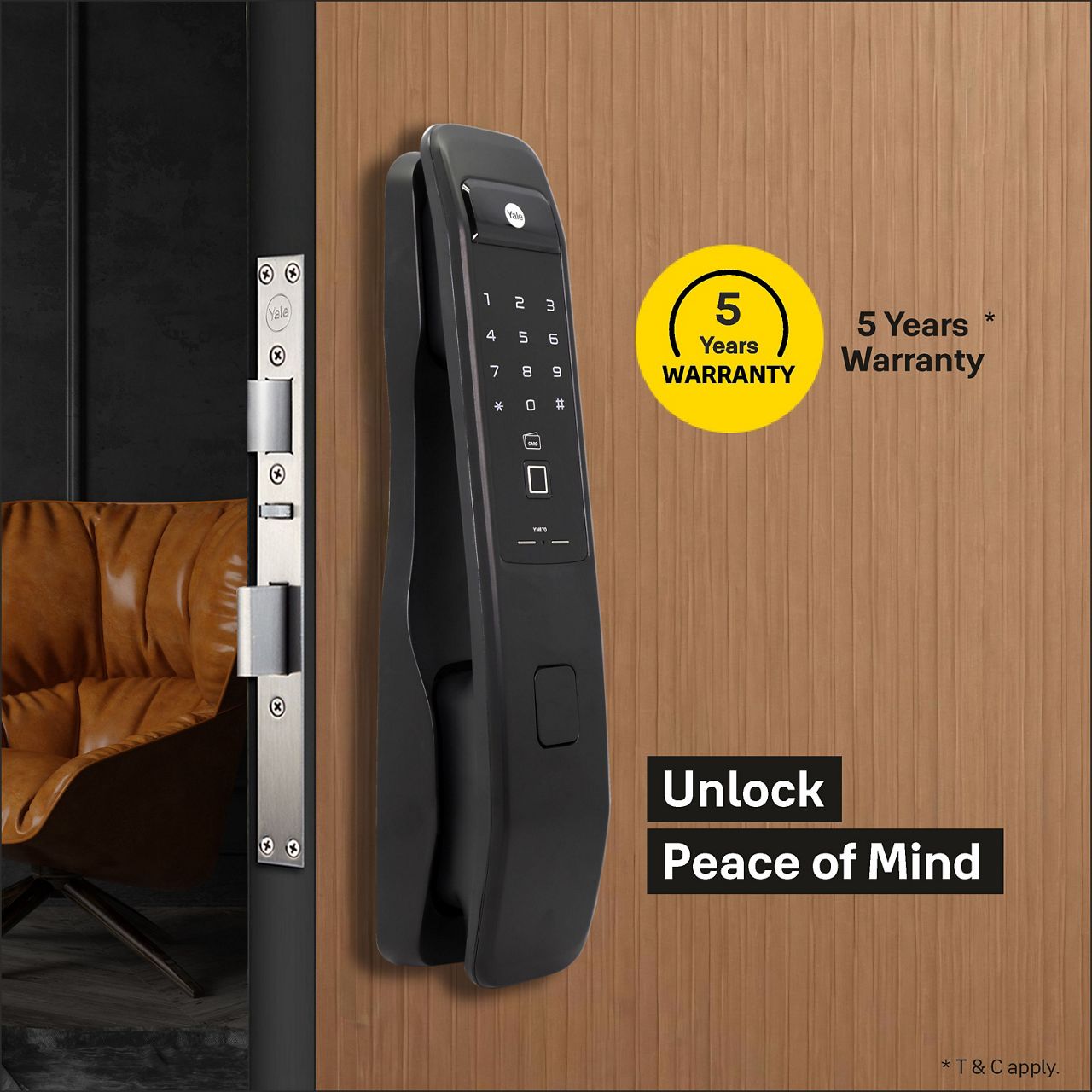 This all-new Push Pull Smart Lock YMI70A allows you to open door in various ways, so you can enjoy the access option either via fingerprint scan, personalized PIN code, RFID key tag or simply via Yale Home App.