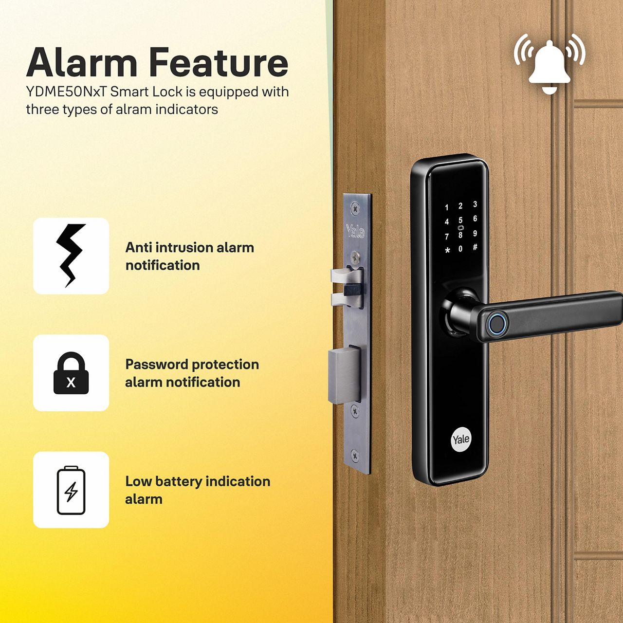 The Yale YDME50 NxT smart lock is a smart and extremely convenient solutions for your home. You can have all the various access option to enter your home either via our new biometric fingerprint scan, personalized PIN code.