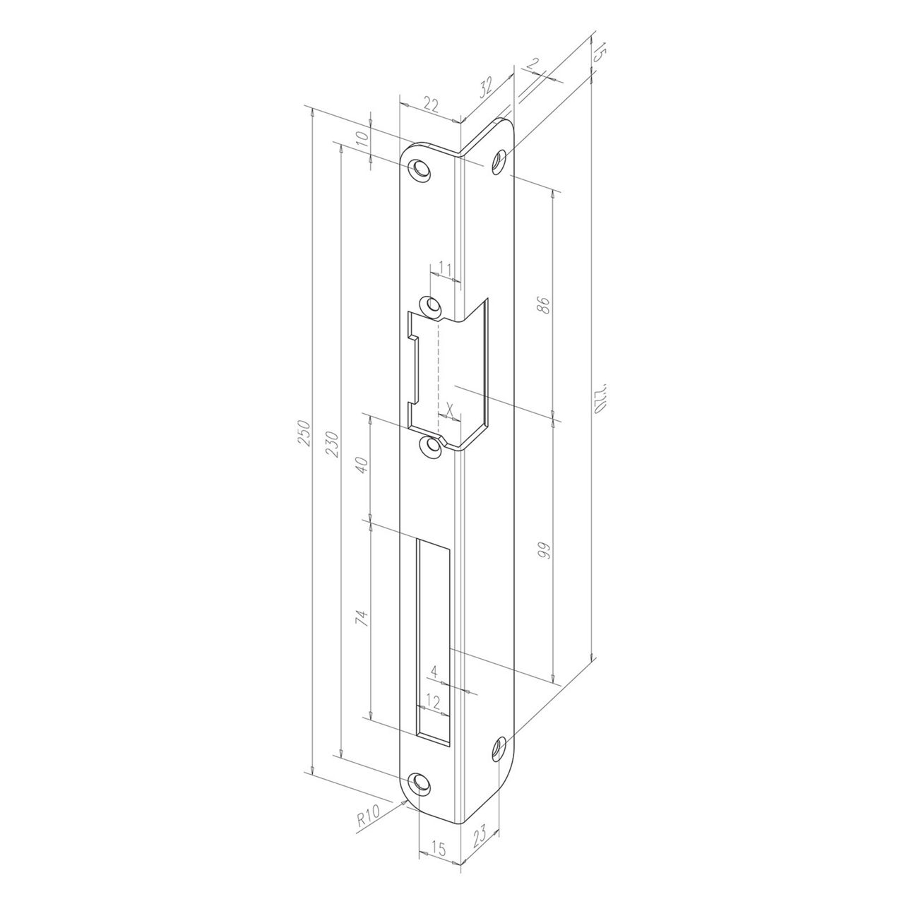 Frontale 421 disegno con quote