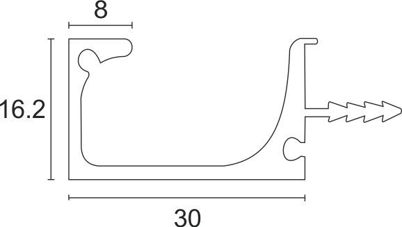 Image: Enox Aluminium Handle Profile EAPS-007 – ALU / CP / SS finish