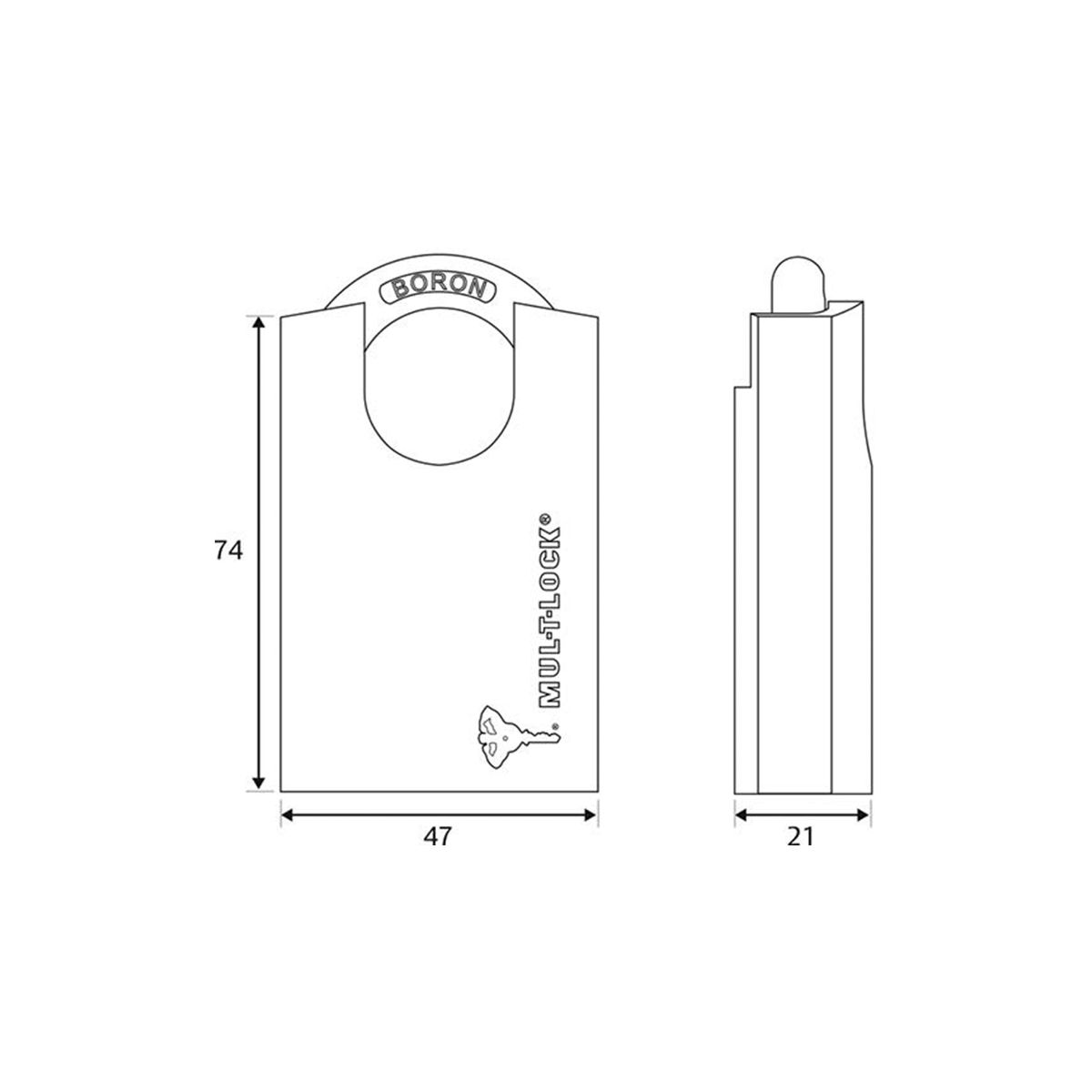 47mm Padlock with 8mm Boron Shackle