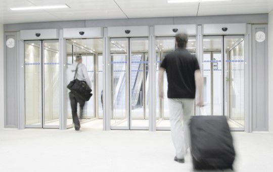 Airport one way exit lane security entrance