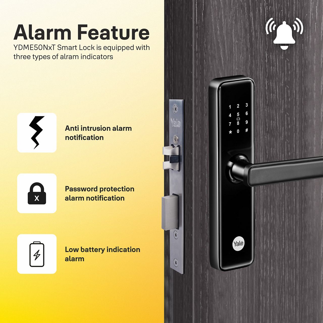 The Yale YDME50 Pro smart lock is a smart and extremely convenient solutions for your home. You can have all the various access option to enter your home either via our new card, personalized PIN code.