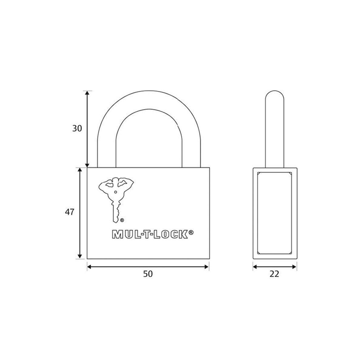 Image: 50mm Padlock with 8mm Hardened Steel Shackle
