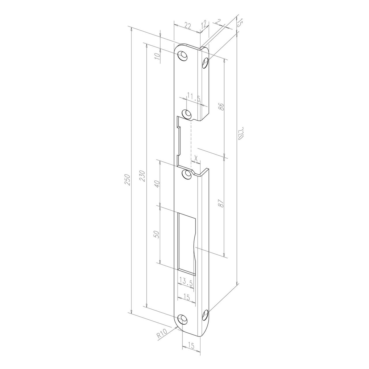 Frontale 513 disegno con quote