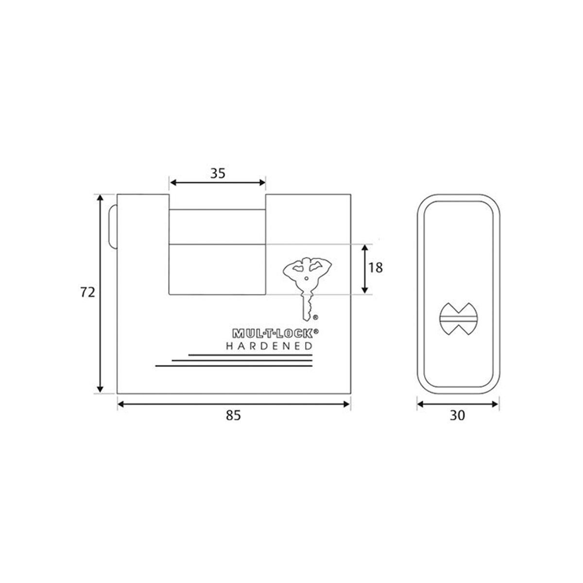 Image: 52mm Padlock with 13mm Hardened Steel