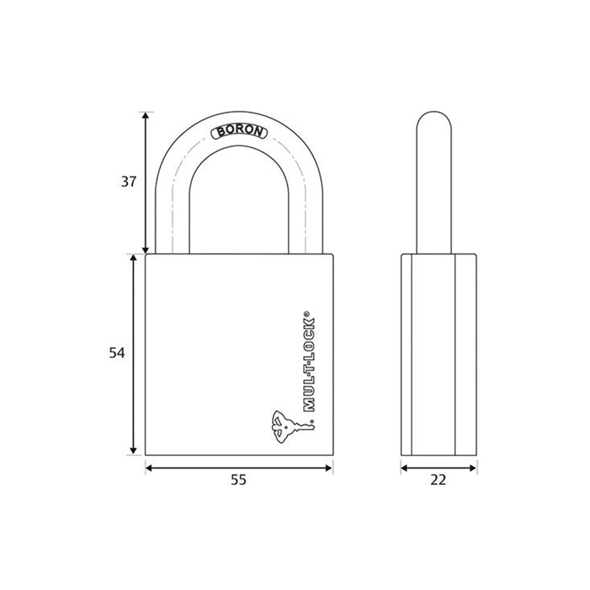 Image: 55mm Padlock with Boron Shackle