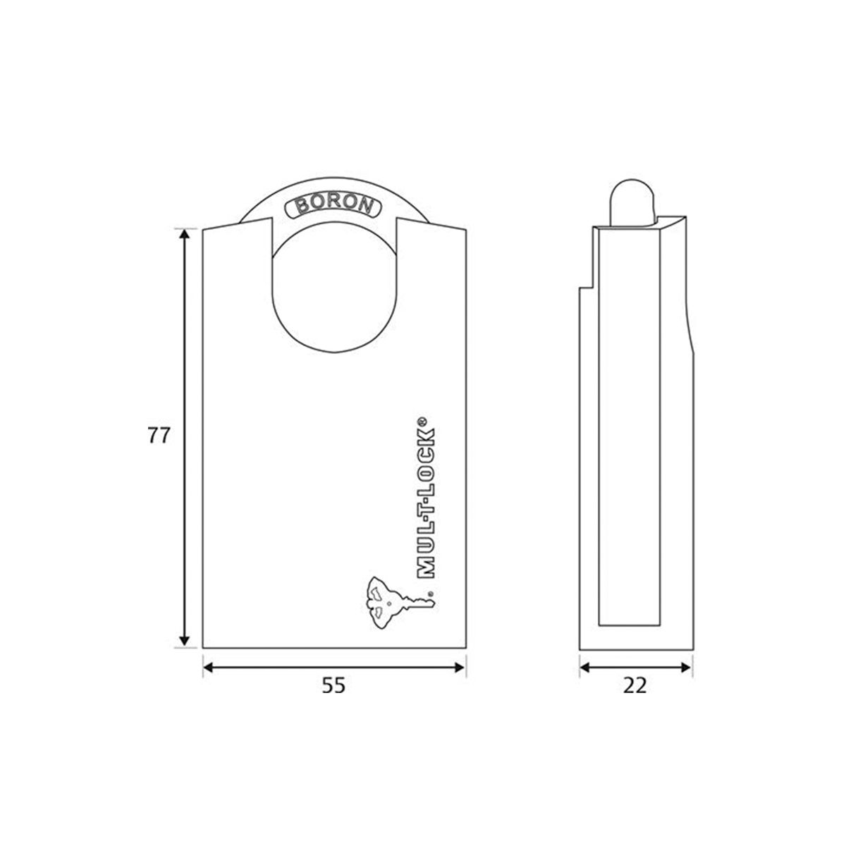 Image: 55mm Padlock with Boron Shackle