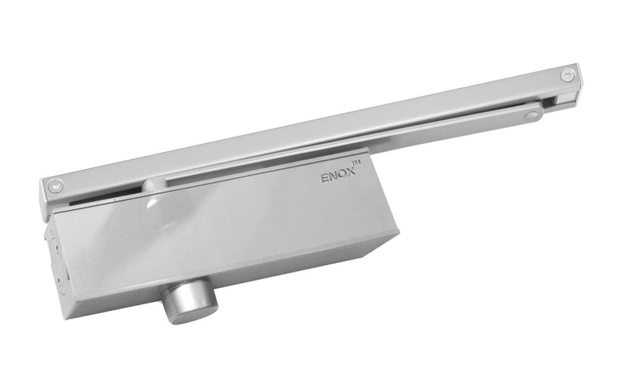 Enox TS-980 SHO Overhead Door Closer – silver glass clamp version