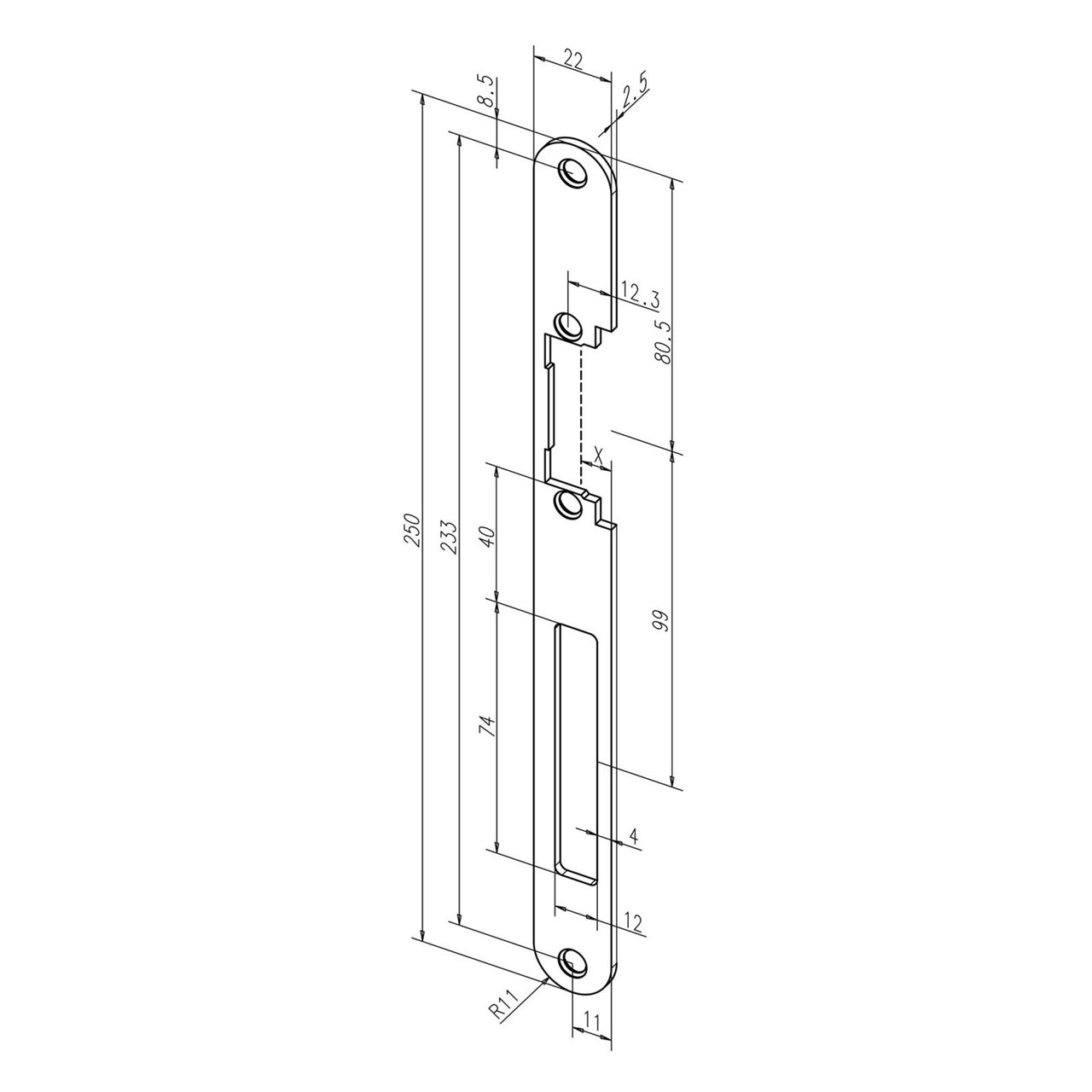 Image: Frontale 82B disegno con quote