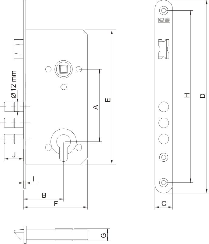 Image: Zamek wpuszczany trzpieniowy 72/50 ZT75 rysunek