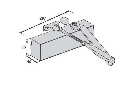 Image: Enox TS-980 overhead door closer – hydraulic two-stage closing, silver finish
