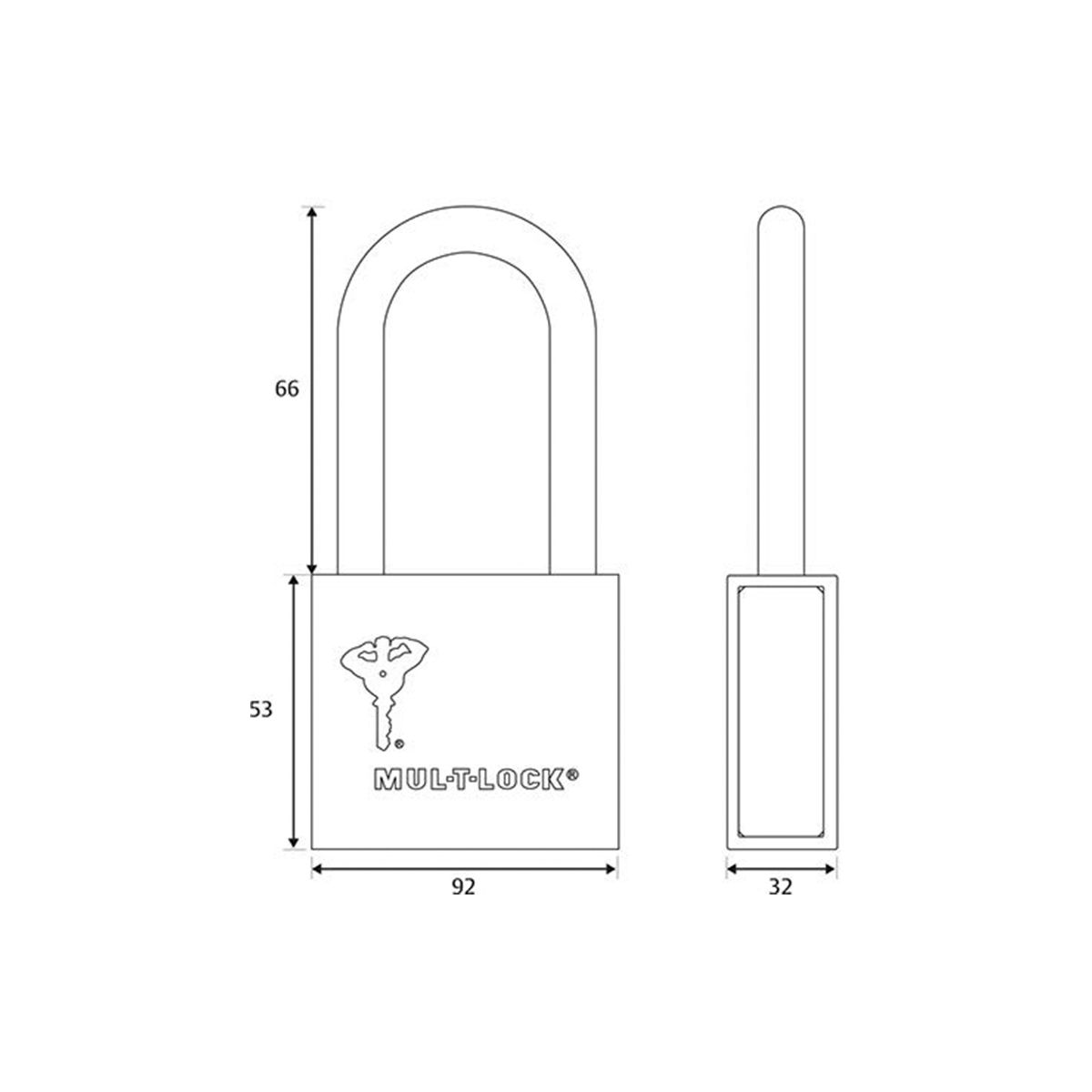 Image: 92mm Padlock with 16mm Hardened Steel