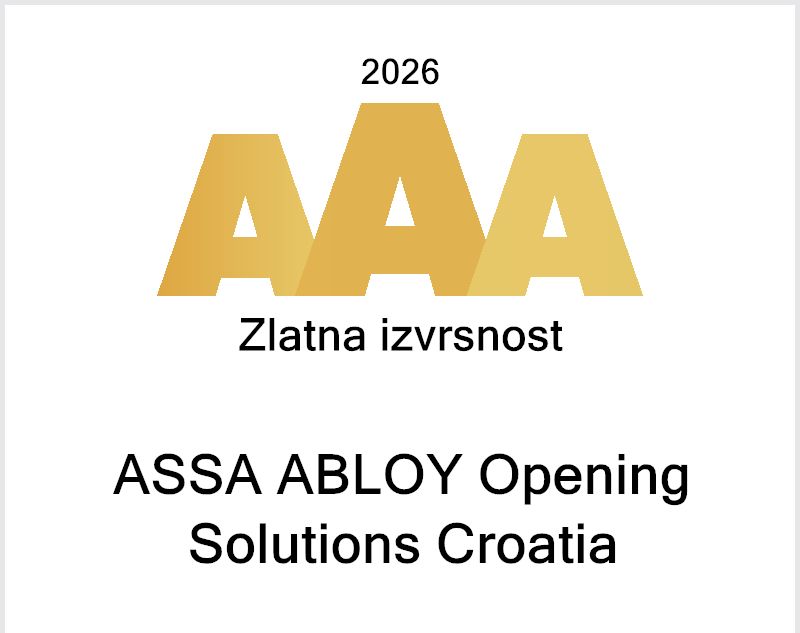Certificate of golden achievements from Dun & Bradstreet for Assa Abloy Adria in 2026