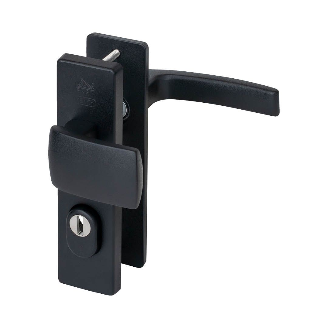 Nemef veiligheidsbeslag kruk/knop 3405-II 72mm anti-kerntrek - Zwart