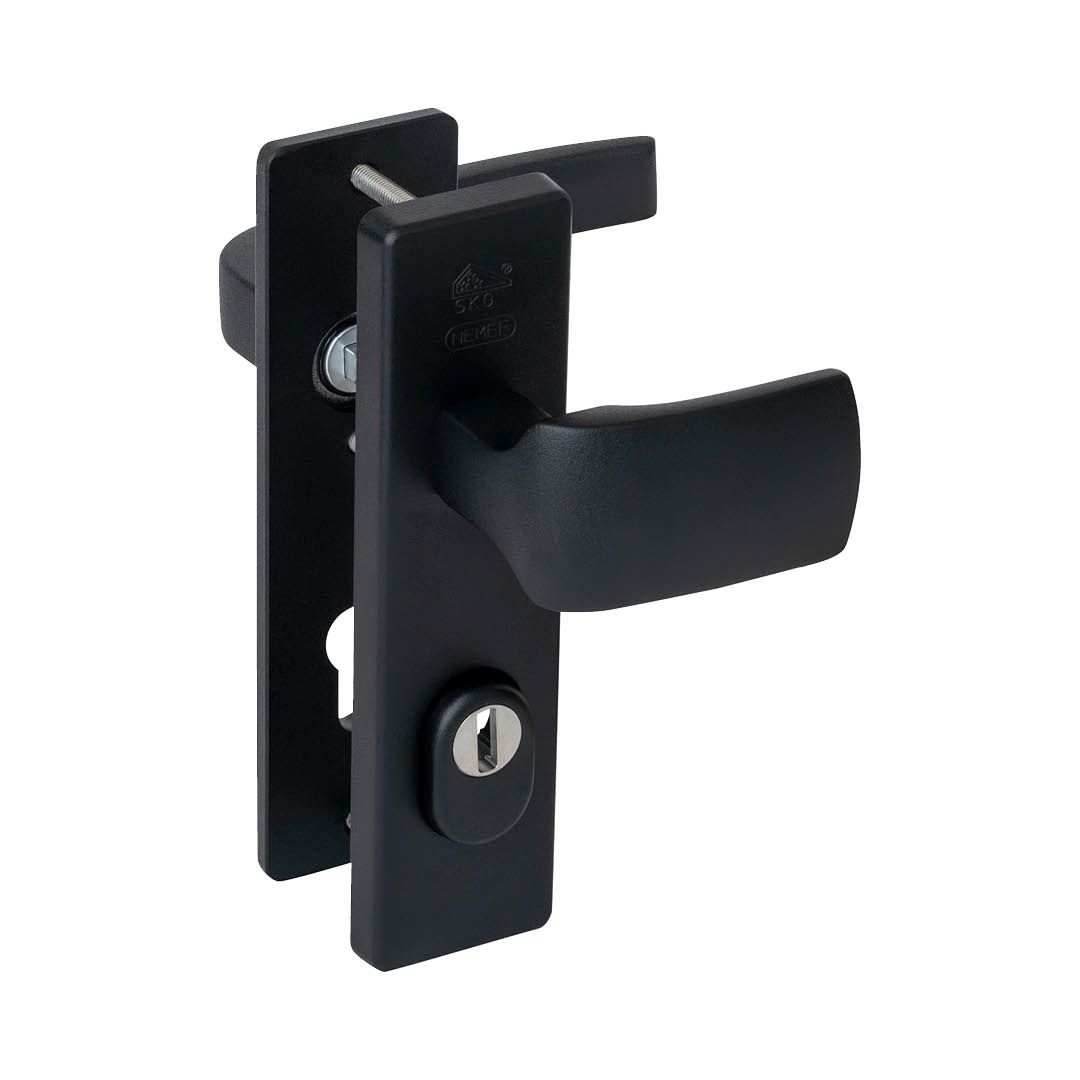 Nemef veiligheidsbeslag kruk/knop 3405-II 72mm anti-kerntrek - Zwart