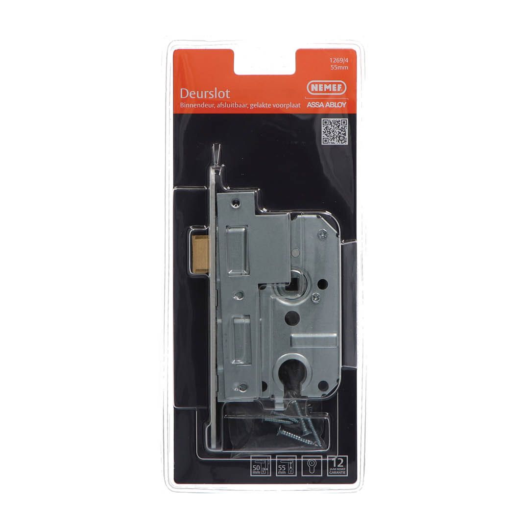 Image: Nemef cilinderslot 1269/4 met wit gelakte voorplaat