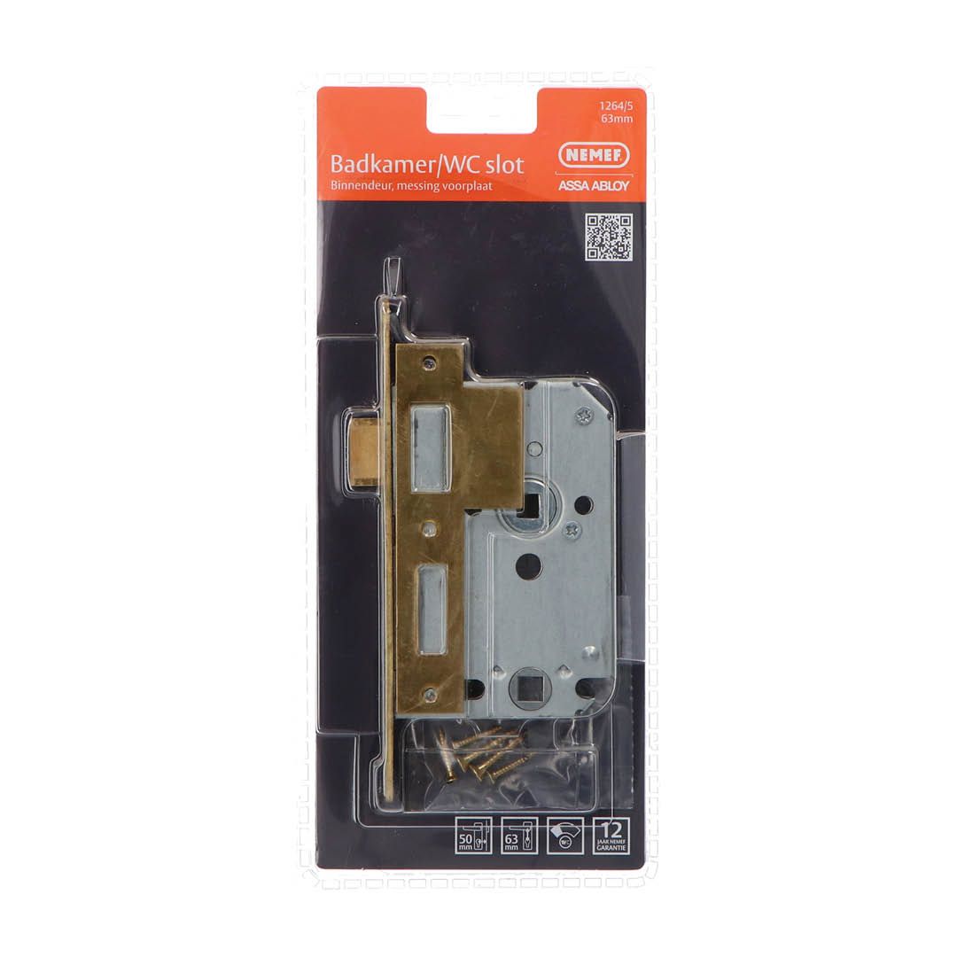 Image: Nemef badkamer/WC slot 1264/5 63mm met messing voorplaat