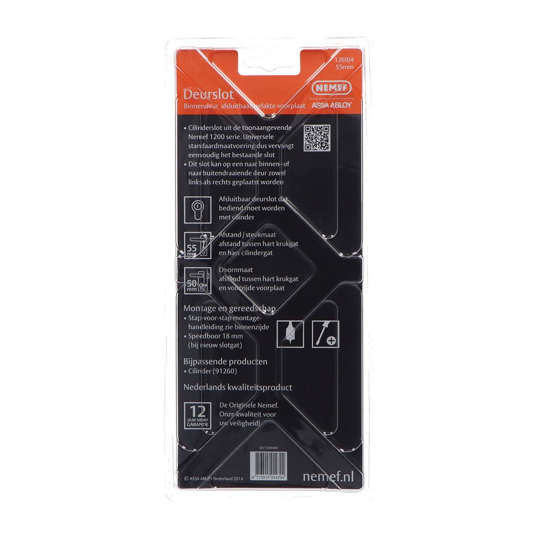 Image: Nemef cilinderslot 1269/4 met wit gelakte voorplaat