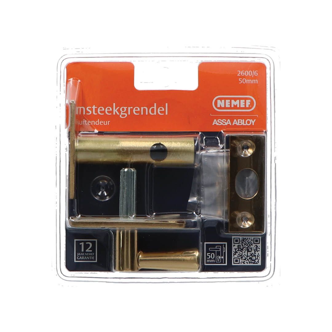 Nemef insteekgrendel messing 2600/6-50mm