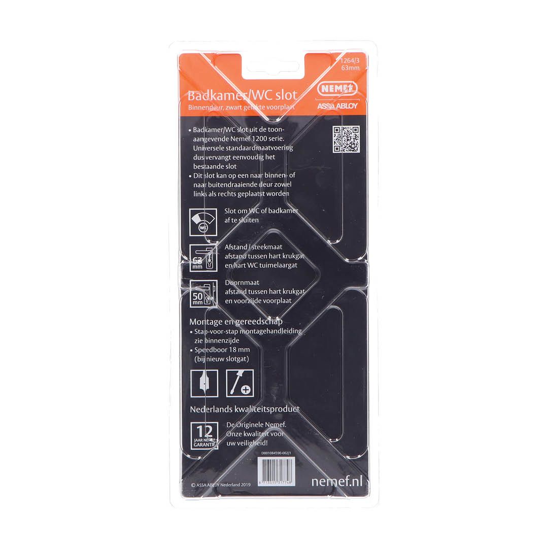 Nemef badkamer/WC slot 1264/3 63mm met zwart gelakte voorplaat