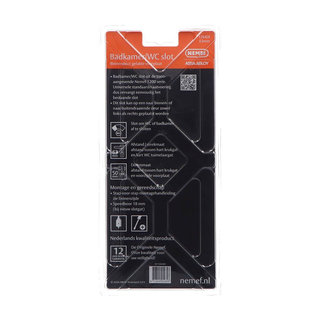 Nemef badkamer/WC slot 1264/4 63mm met wit gelakte voorplaat