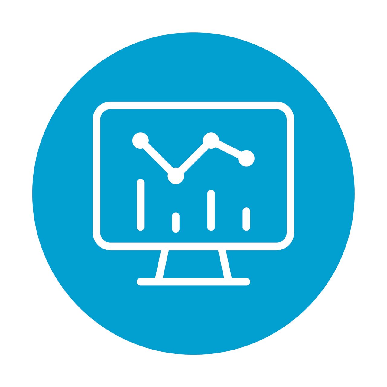 computer screen with data icon