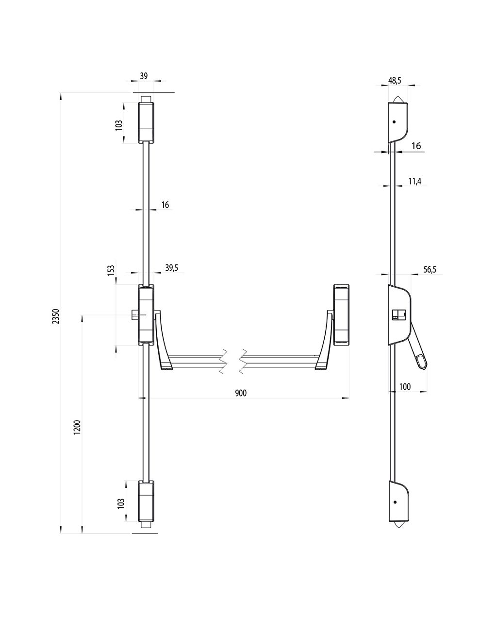 Image: APOGEO PED 200 - 3 Nokta (Dikey) Kilitleme Teknik Çizim