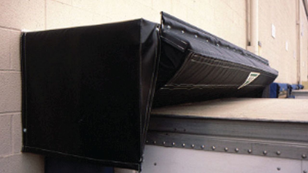 Side view of a translucent fiberglass raked head frame.