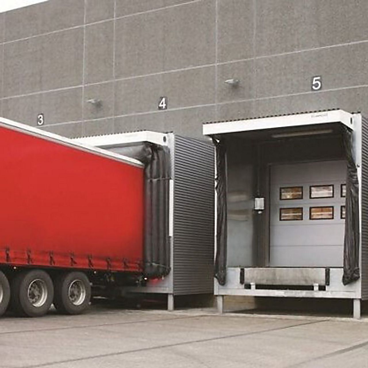 ASSA ABLOY (formerly Crawford) mechanical-curtain dock shelters