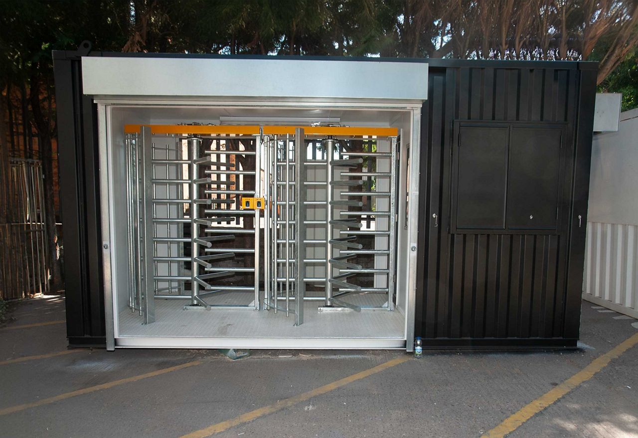 Biosite turnstile in a cabin