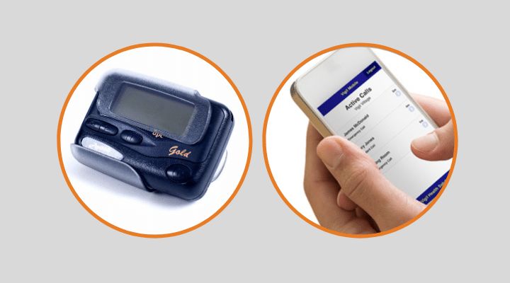 a pager and vigil mobile on a mobile phone