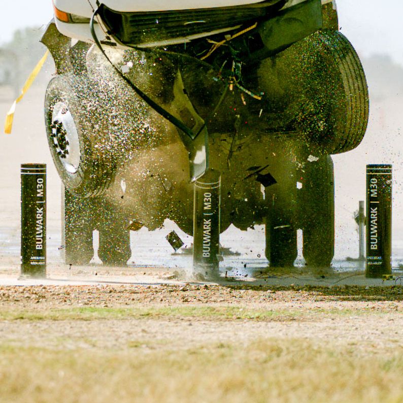 Bulwark shallow mount bollard crash test