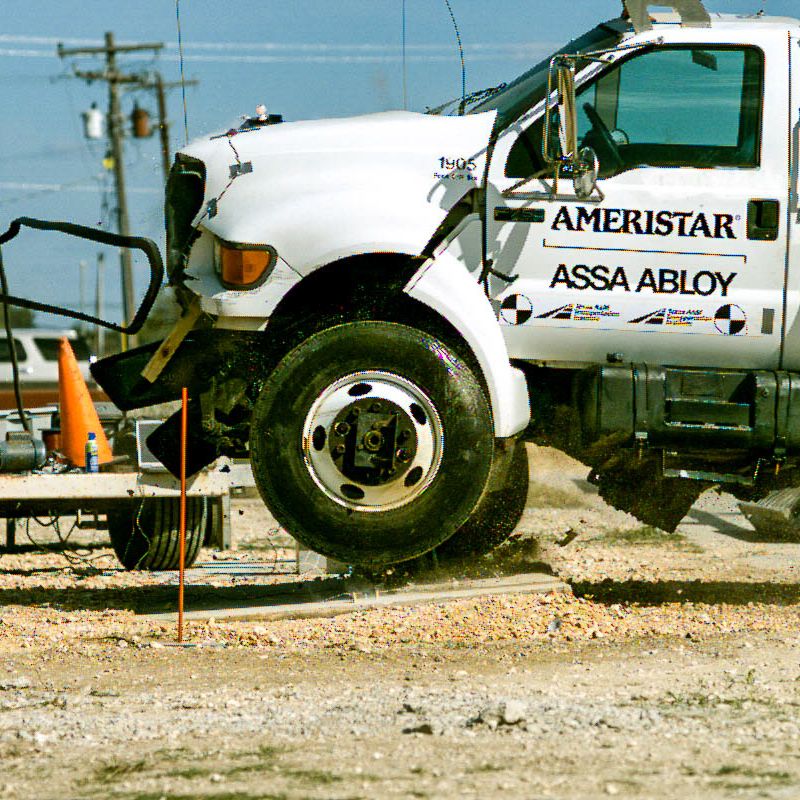 Bulwark shallow mount bollard crash test